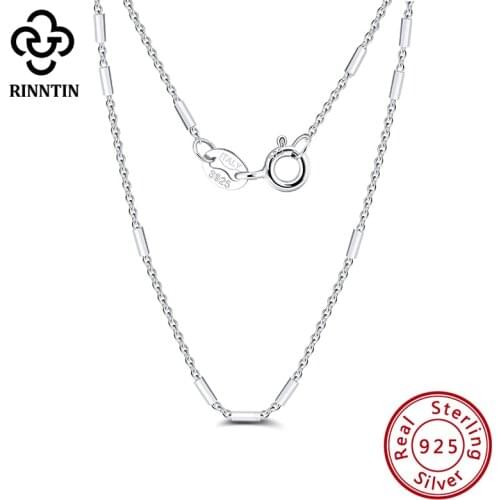Rinntin Authentic 925 Sterling Silver Bar Cable Chain Necklace 18'' 45cm Women Necklace Sterling Silver Jewelry Gifts SC28-P-18