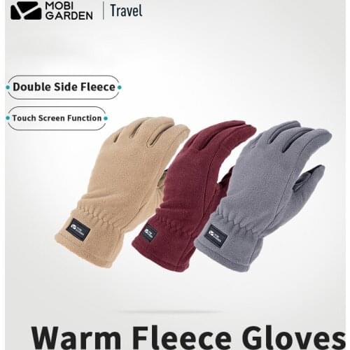 MOBI GARDEN Ultralight Camping Gloves Fleece Fabric Cold Proof Snow Gloves Touch Screen Winter Warm Cycling Glove Outdoor Hiking