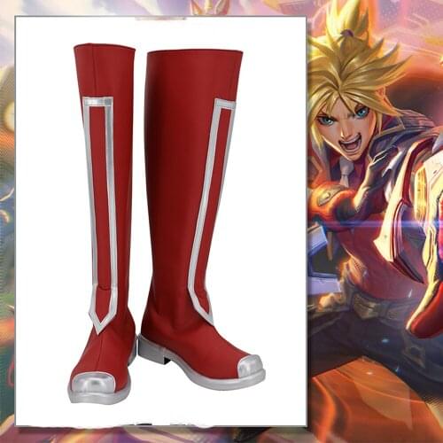 Game LOL Battle Academia Ezreal the Prodigal Explorer Cosplay Boots Red Shoes Custom Made Any Size