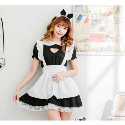 Sexy French Maid Costume Sweet Gothic Lolita Dress Anime Cosplay Sissy Maid Uniform Plus Size Halloween Costumes For Women