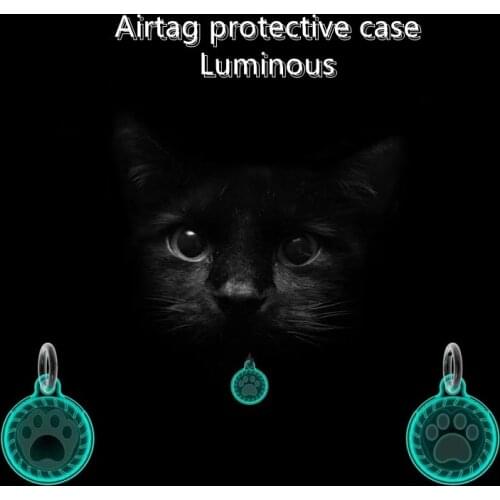 Cute Glow Luminous Durable Pet Dog Collar Strap Anti-Lost Anti-Scratch Silicone Protective Case For Apple AirTag Keychain Cover