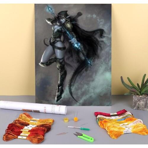 World Of Warcraft Printed Fabric 11CT Cross-Stitch Complete Kit DIY Embroidery DMC Threads Handmade Sewing Handiwork Floss