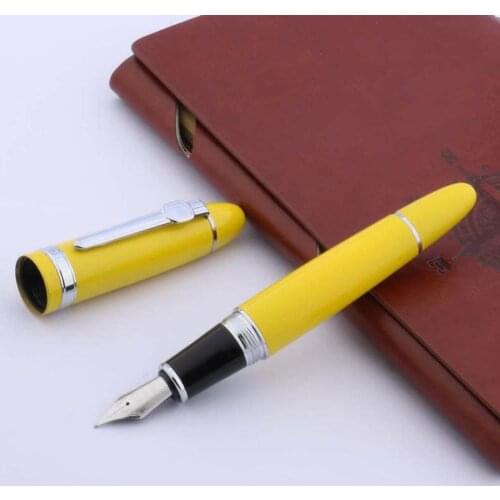 Jinhao YELLOW pen Silver accessories screw safety design M nib pen Fountain Pens
