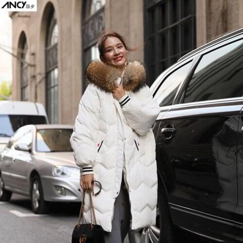 Women new style long hooded duck down jackets female fashion warm loose clothes popular winter Korean style jackets for ladies