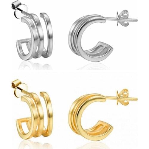 925 Sterling Silver Ear Needle Simple Geometric Stud Earrings Ladies Zircon Ear Clips Fashion Jewelry Birthday Party Gifts