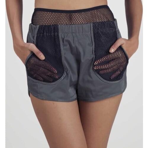 Women Mesh Patchwork Running Shorts Female High Waist Loose Breathable Mesh Pocket Summer Yoga Fitness Shorts Hot Girl Shorts