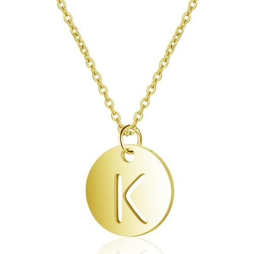 Gold Initials Necklace 316L Stainless Steel Women Jewelry Choker A-Z 26 Letters Hollow-out Initial Pendant Necklace Gifts