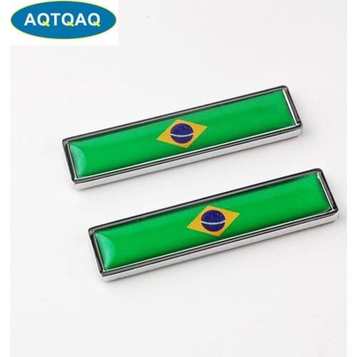 1 Pair 3D Car Metal Sticker Aluminum Brazil National Flag Car Body Trunk Logo Auto Motorcycle Personality Decoration Sticker Car