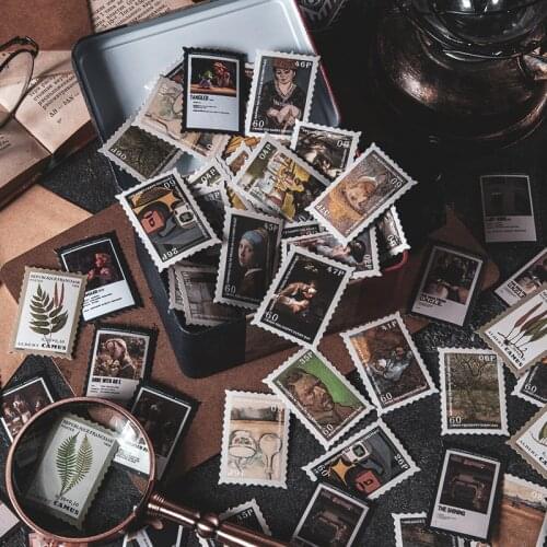 100 pcs Vintage oil painting plant film Decorative Stickers Scrapbooking Stick Label Diary Stationery Album Stickers Kids Gifts