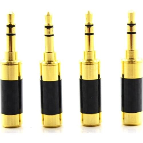 4pcs style 24K Gold plated 3.5mm Stereo Jack Male Carbon Straight Adapter