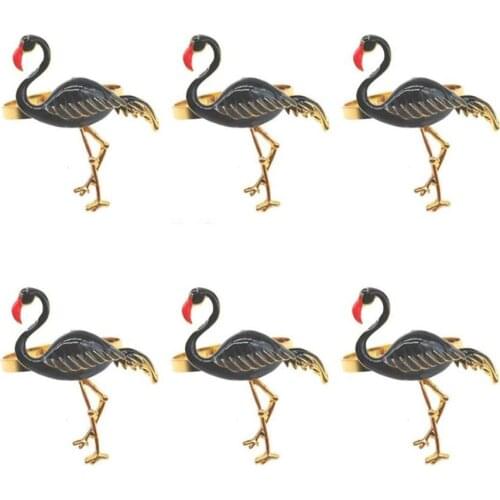 6pcs/lot Western Restaurant Napkin Ring Hotel Flamingo Napkin Ring Dinner Party Wedding Mouth Cloth Ring Table Napkin Buckle