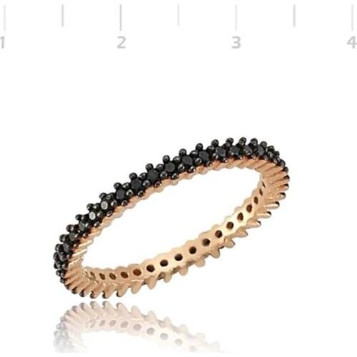 925 K Silver Single Row Black Tamtur Womens Wedding Ring Ring