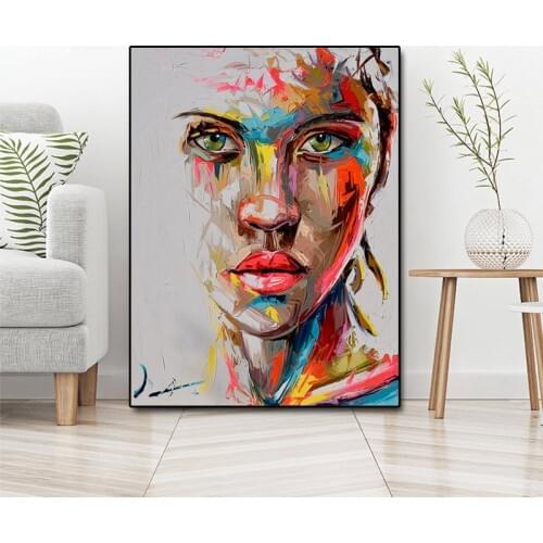 Abstract Knife Portrait Oil Painting Modern Big Size Canvas Wall Art Printed Canvas Posters Prints Dropshipping no Frame