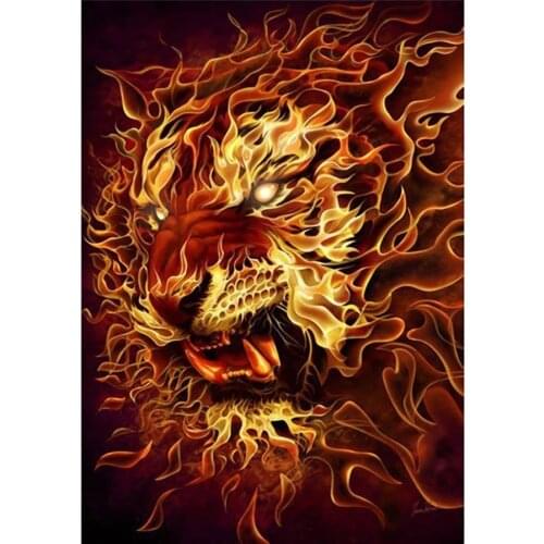 DIY Diamond Embroidery Abstract fire tiger Diamond Painting Cross Stitch 5D Needlework square round Rhinestone Mosaic decor P552