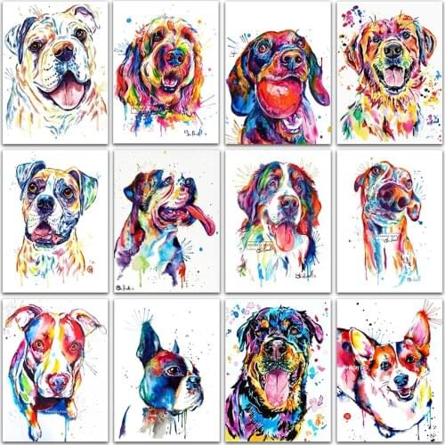 ZOOYA 5D Diamond Painting Color Animal Full Square&Round Diamond Embroidery Bulldog Cross Stitch Diamond Mosaic Corgi Home Decor
