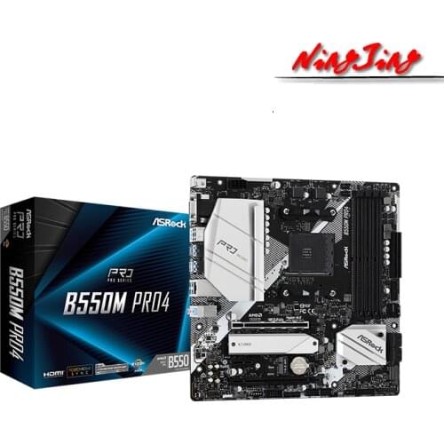 ASROCK B550M Pro4 Micro-ATX AMD B550 DDR4 4733+ (OC)MHz,SATA 6Gbps,DVI ,128G,Support Ryzen Desktop CPU Socket AM4