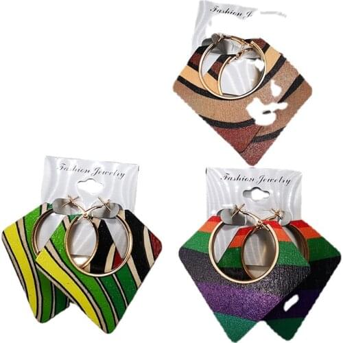 Free Shipping! Gold African Hoop Wooden Earrings can mixed 6 colors