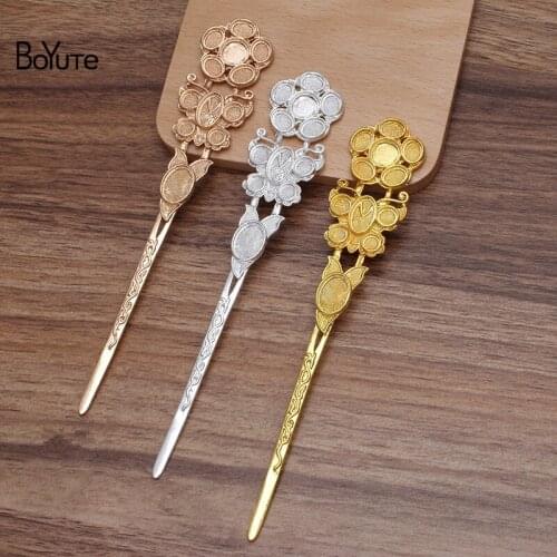 BoYuTe (5 Pieces/Lot) 27*150MM Metal Alloy Flower Butterfly Hair Stick Vintage Diy Hand Made Jewelry Materials