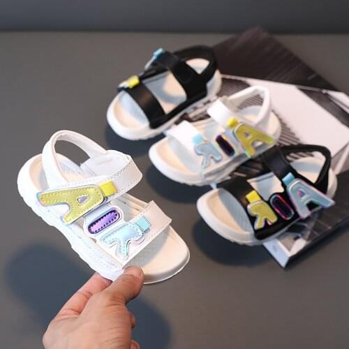 2021 Summer Childrens Shoes Sports Beach Shoes Fashion Sandals Breathable Open Toe Letter Baby Shoes Flats Hot In Kids Non-slip