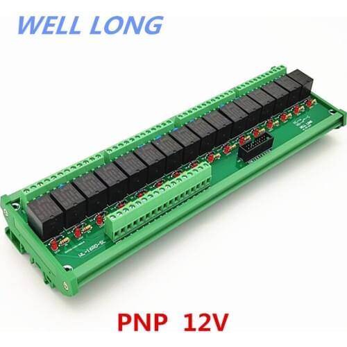 DIN Rail Mount 16 Channel PNP Type 12V 15A Power Relay Interface Module,HF JQC-3FF-12V-1ZS Relay