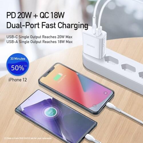 Адаптеры для мобильных телефонов DUX DUCIS For For Apple Android Fast Charging PD20W+QC18W Dual-Port Adapter China At AliExpress
