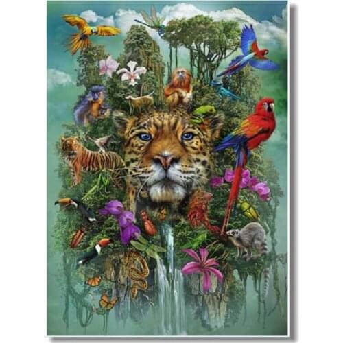 Factory Craft Montage of Jungle Animals Cross Stitch Embroidery Patterns with 100% Cotton Flosses & Free Shipping for Home Decor