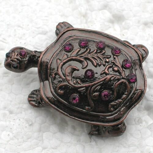Purple Rhinestone Turtles Pin brooches C298 D3