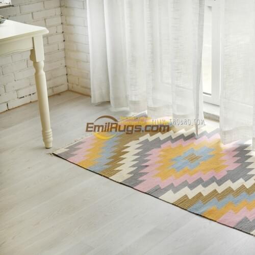 French country geometric pattern ethnic style handmade wool kilim kirim carpet tapestry mat gc137-3yg4
