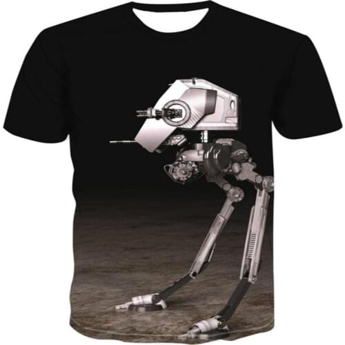 2021 New 3D Robot Print T Shirt Men Short Sleeve Summer T-shirt Black Male Casual Streetwear Geometric Print T-Shirt XXS-6XL