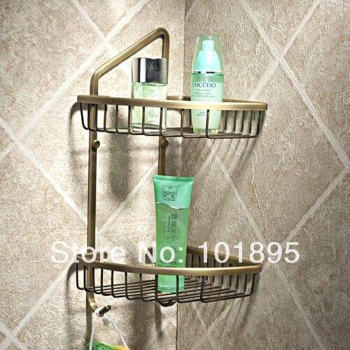 L17283 - Luxury Brass Bathroom Shelves Bronze Color and Wall Mounted Bathroom Holder