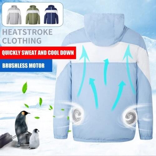 Summer Outdoor Air-conditioning Cooling Fan Jacket Men Air Conditioning Clothing Sun-Protcetive Coat Construction Work Clothes
