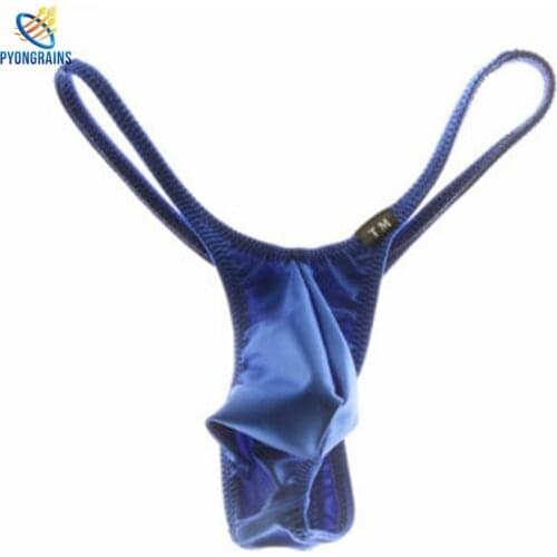 Men Sexy Gay Underwear Thongs Fashion G Strings Mens Low Waist Smooth Ice Silk Thong Jockstrap Gay Men Underwear Cueca Gay