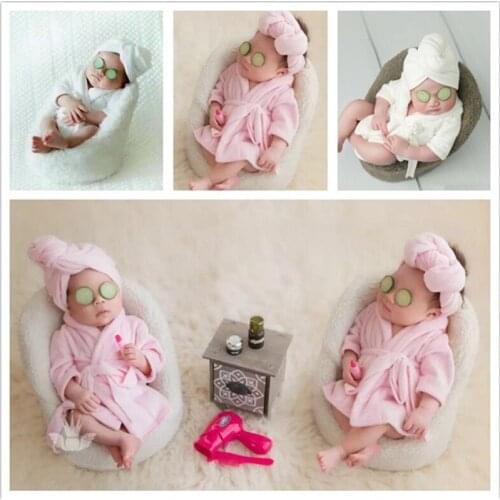 New bathrobe wrapped newborn photography props baby theme photo 100 days photo robe clothes