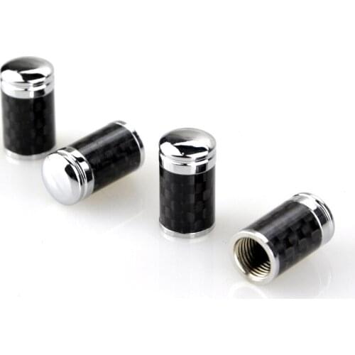 NEW Carbon Fiber+Copper Car Tyre Wheel Tires Air Valve Caps Cover 4PCS Theftproof Airtight Autos Trucks Bikes Valve Rim Stem Cap