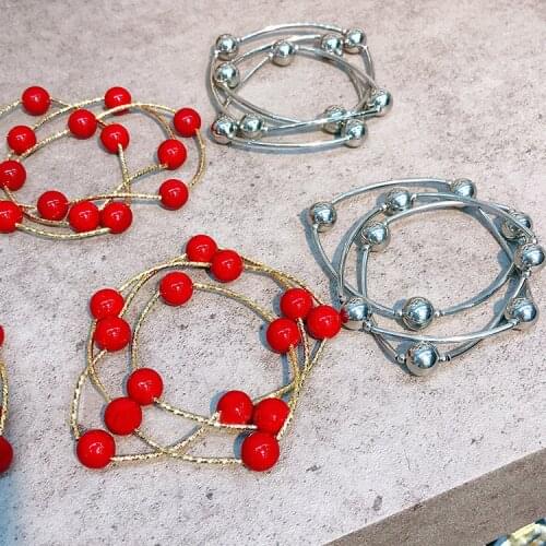 New Three circle red bead bracelet for women Elastic Beaded Bracelet New Simple Jewelry Accessories gifts Wholesale