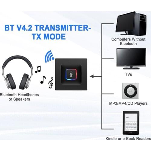 Upgrade Bluetooth4.2Transmitter Receiver Wireless Audio Adapter For PC TV Headphone Car 3.5mm 3.5 AUX Music Receiver Sender