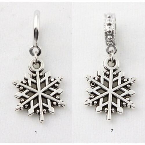 Snowflake Floating Charm 2 Styles Rings Dangle Charms Fit 6mm Round Leather Endless Bracelet 10pcs/lot Wholesale
