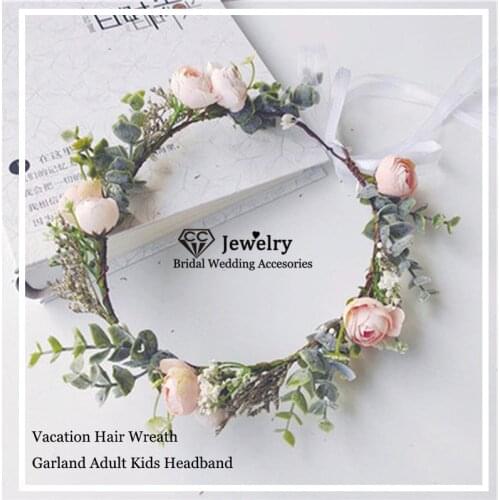 CC Flower Crown Hairband Headband Princess Crown Girls Decoration Wedding Hair Accessories for Women Bridal 100% Handmade 4001