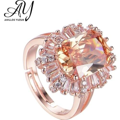 Anillos Yuzuk Luxury Trendy Topaz Gemstones Ring Rose Gold Jewelry Silver Ring 925 Sterling Silver Citrine Ring For Gift