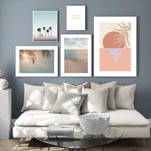 Scandinavian Tropical Decoration Sea Leaf Canvas Poster Landscape Nordic Style Wall Art Print Nature Painting Decorative Picture