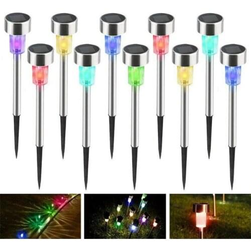 10Pcs/Lot LED Garden Lights Outdoor Solar Powered Lamp Lantern Pathway Waterproof Landscape Lighting Yard Lawn Luminous Decor