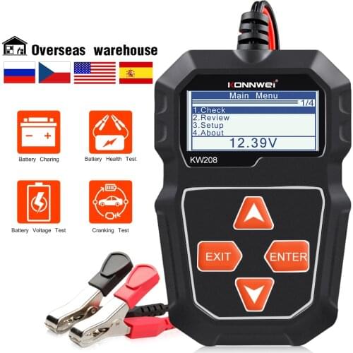 KONNWEI KW208 Car Battery Tester 12V 100 to 2000CCA Cranking Charging Circut Tester Battery Analyzer 12 Volts Battery Tools