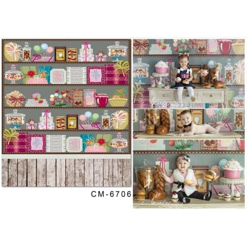 TR 8x8FT Cake Fish Jar Ice Cream Candy Cupboard Cabinet Wooden Floor Baby Kids Photo Backdrops Studio Backgrounds Vinyl 2.5x2.5m