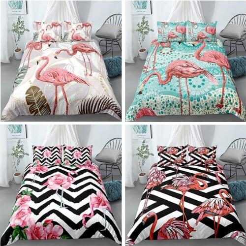 Bohemian Bedding Flamingos 3D Set Luxury Duvet Cover Single Twin Full King Queen Size Bed s Soft Comforter