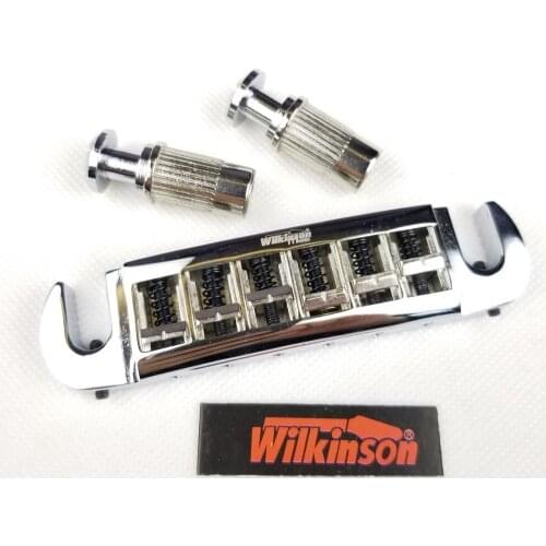 Wilkinson Adjustable Wraparound Tailpiece Bridge For LP Electric Guitar Chrome Silver WOGT3