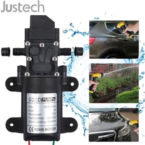 Justech DC 12V 70W High Pressure Micro Diaphragm Water Pump Automatic Switch 6L/min For RV Camper Marine Boat Lawn Water Pump