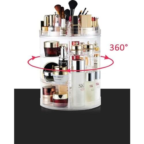 360 Degree Rotation Make Up Organizer Box Multi-Function Detachable 4 Colour Cosmetic Organizer Transparent Fashion Spin