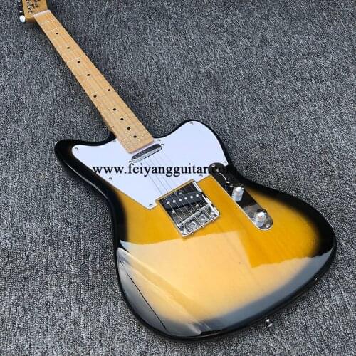 High-quality 6-string electric guitar, Jaguar electric guitar, special-shaped guitar, maple fingerboard, and sun-colored paint a