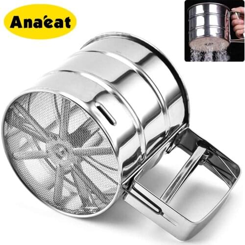 ANAEAT 1pc High Quality Sifter Cup Sieve Mesh Powder Flour Sieve Stainless Steel Screen Baking Tools