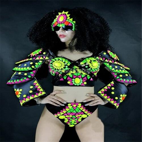 WYY Ballroom dance sexy women singer costumes dj disco party wears dresses catwalk performance bar cloth bra helmet glasses ktv